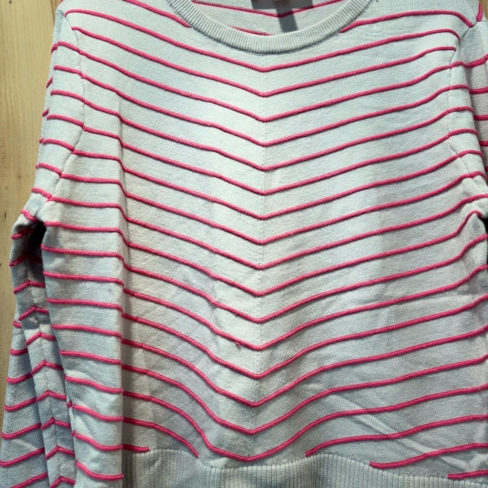 Philosophy Cream and Pink Striped Sweater Sz L - Picture 2 of 6